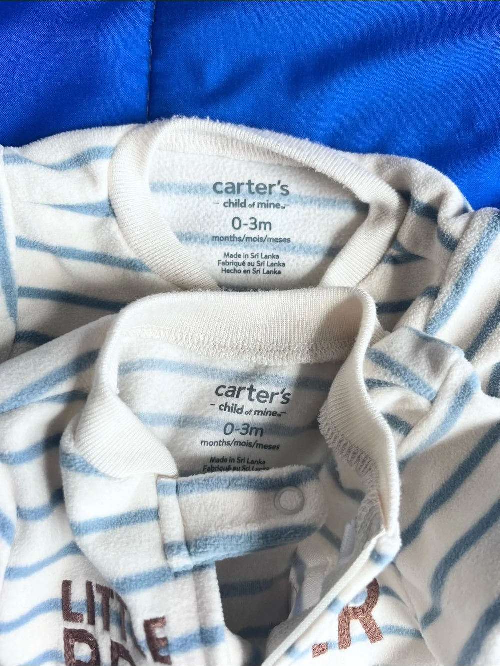 CARTER’S Baby Little Brother Fleece Footed Pajamas (2) 0-3 Months